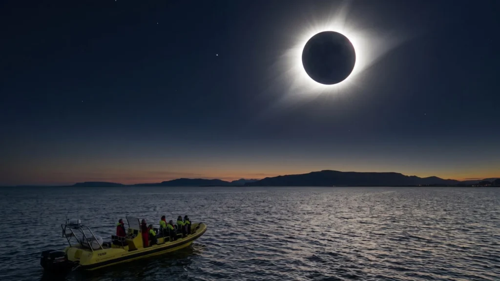 Solar Eclipse by RIB Speedboat from Reykjavík tour in Iceland